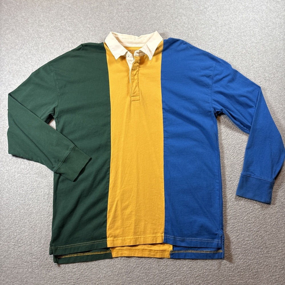 VTG ARIZONA Men's M Long Sleeve Color Block Long Sleeve Polo Retro Colorful